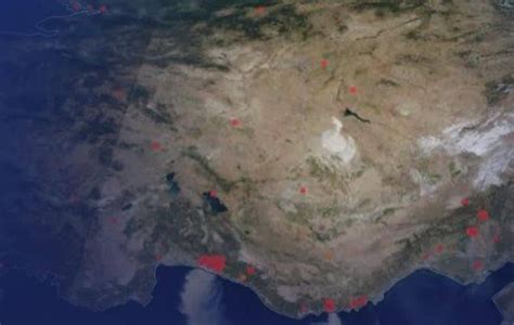 Orman yangınları uydu görüntüsü